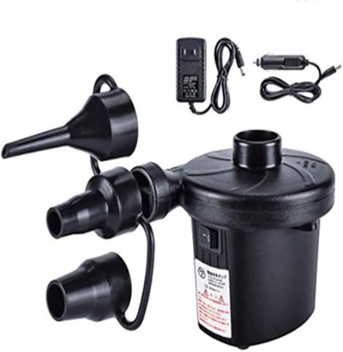 Electric Air Pump Portable Two Way Electric Air Pump with 3 Nozzles Quick-Fill Inflator/Deflator Pumps for Outdoor Camping Inflatable Cushions Air Mattress Bed Boat Swimming Ring
