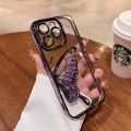 Gradient Glitter Butterfly Phone Case for IPhone 12 13 14 15 Pro Max Soft TPU Case with Camera Protector Shockproof Cover. 