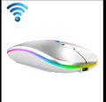 RGB Wireless Mouse - Slim & Silent 7 Colour LED Lights - Dual Mode 2.4G & Bluetooth Rechargable Portable Optical Office Mouse With USB Receiver - 3 Adjustable DPI Levels for Notebook, PC, Computer, MacBook. 