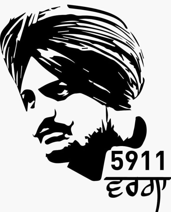 Sidhu Moose Wala Pvc Wall Decor, Car Body Sticker,Bike, Laptop, Tablet Pvc Sticker Decal Black Color