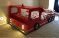 Fire Truck Bed Car Bed With Front Lights - Baby Boy Car Bed - Black Kids Car Bed - Baby Court Size Bed. 