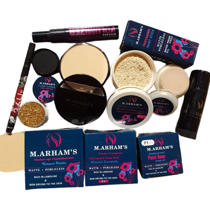 Deal of 8 - Makeup Foundation Stick, Makeup Base, Mascara, Eyeliner, Loss Powder, Pan Cake, Eye Shimmer