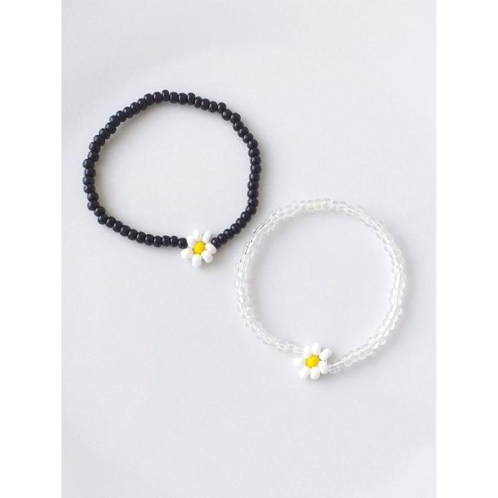 Beaded Daisy flower Bracelet | Elastic Bracelet | Beaded Bracelet | Handmade jewelry | cute simple Daisy Bracelet customize
