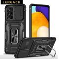 Lereach For Samsung Galaxy A73 5G Thick Armor Mobile Phone Case TPU+PC Hard Ring Car Ring Bracket Shockproof Back Cover Camera Protection. 