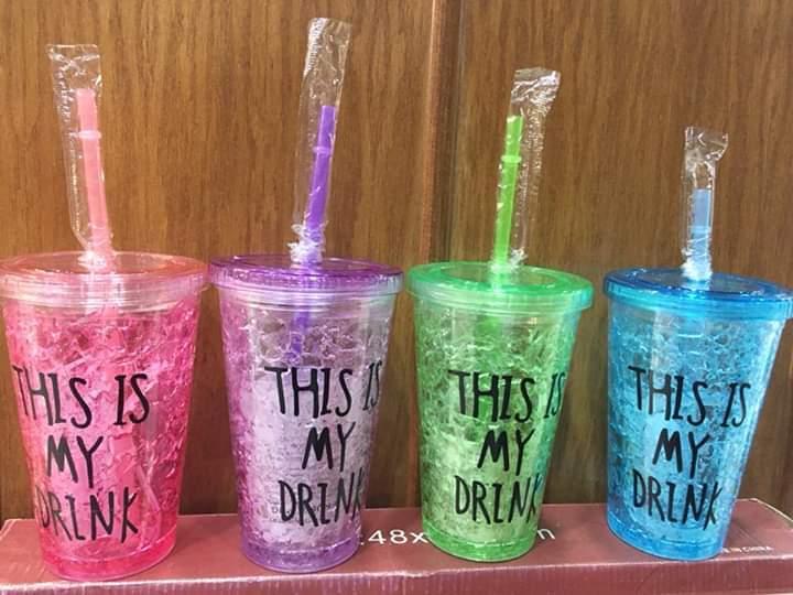 Jelly Glass With Straw Double Walled - 500 ml  (Multicolor)