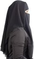 Triple Nakab Patti 3 Layer Big Size-Black Abaya Niqab Breathable Fabric Hijab Naqab Nakab for Women and Girls. 