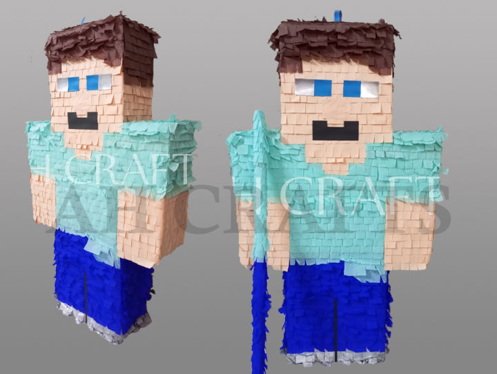 MINECRAFT%20/%20STEVE%20PINATA%20For%20Kids%20Birthday%20Party,%20Easy%20to%20Fill,%20Fun%20to%20Break%20-%20Image%202