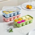 Food Grade 8 Grid Ice Cube Tray with Lid for Home Kitchen Ice Cube Household Silicone Ice Tray with Lid Ice Making Mold Refrigerator Ice Making Box Small Ice Cube Tray. 