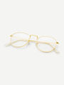 New Korean Style Design Half Round Transparent Stylish Glasses with Golden Frame For Men/Women. 