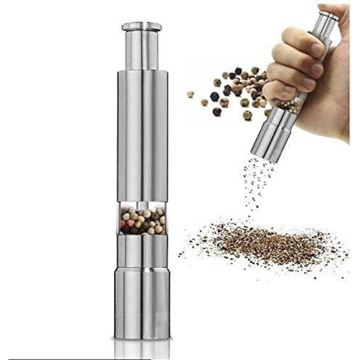 Techmanistan Stainless Steel Salt and Pepper Mill Grinder (1 Piece), Stainless Steel Manual Salt Grinder, Pepper Grinder, Spice Mill, Salt Mill, Pepper Mill, Handheld Salt & Pepper Mill
