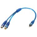 2x RCA Phono Y Splitter Lead Adapter Cable 1 Male To 2 Female Car Connector 30cm. 
