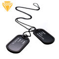 Military Army Style Black 2 Dog Tags Pendant Sweater Chain Necklace Men's Jewelry. 