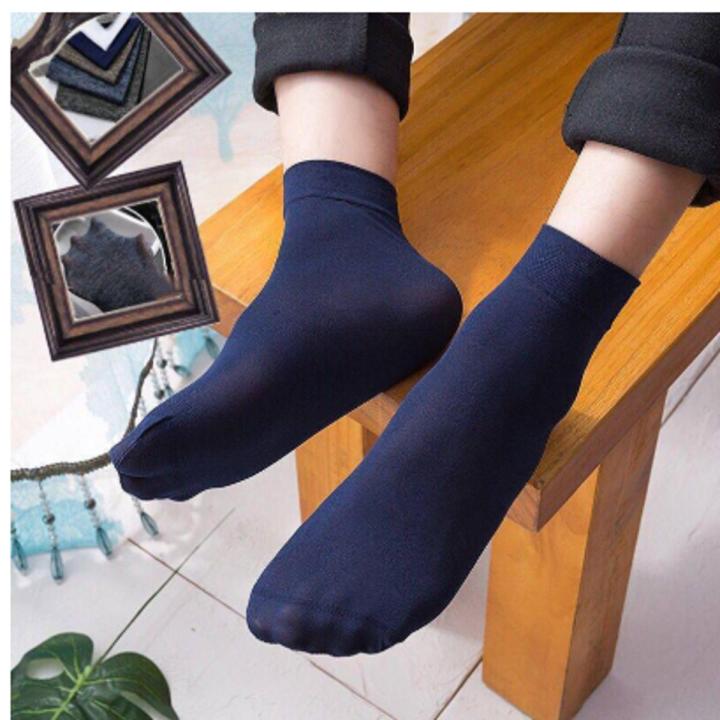 Summer thin male silk socks breathable medium tube black business socks