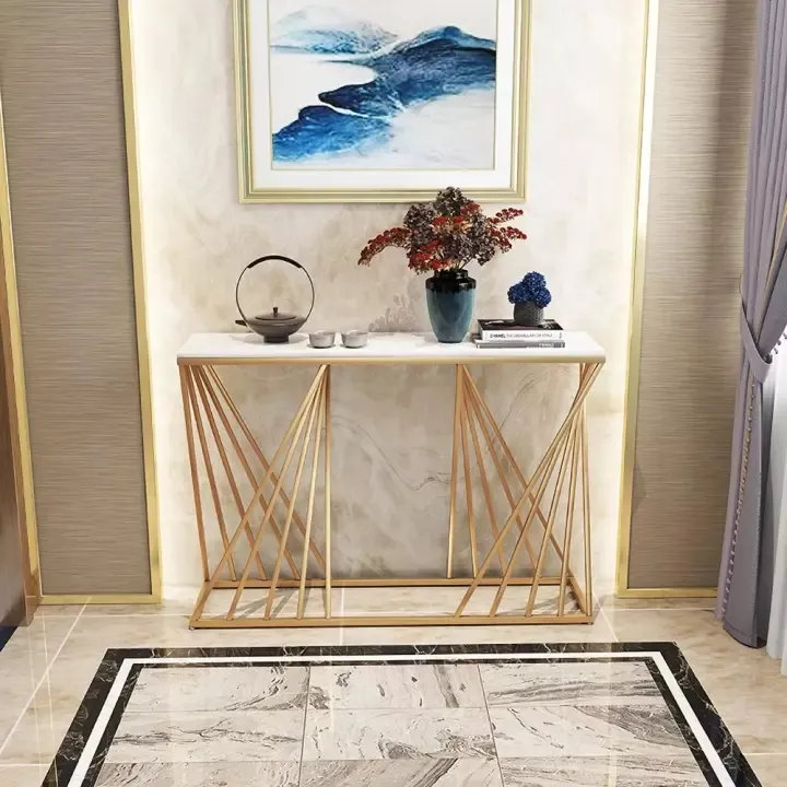 48"%20Modern%20Narrow%20Console%20Table%20Rectangular%20Metal%20in%20Gold%20-%20Image%204