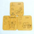 ABC Alphabet Wooden Educational Toy for Kids - English Alphabet Learning Set - Educational Wooden ABC Puzzle Toy for Kids -  ABC Drawing Set With Animal Shapes. 