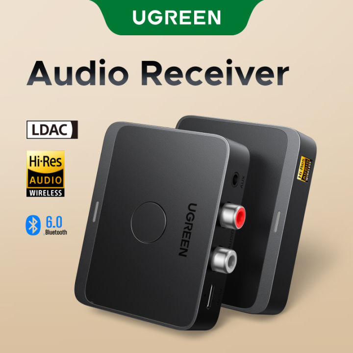 UGREEN Bluetooth 6.0 Receiver 24bit/96KHz HiFi Aux Wireless Adapter LDAC AAC SBC Dual Pairing for Car Radio Speaker 15Hours