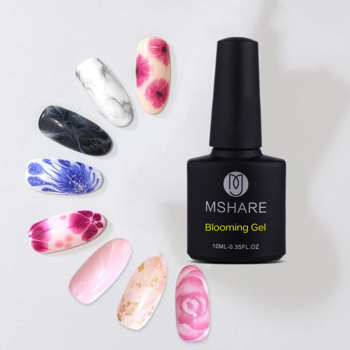 MSHARE 10ml Blooming Gel Nail Polish Nail Art Transparent Blossom Effect Flower Gel Polish Soak Off UV Nail Glue