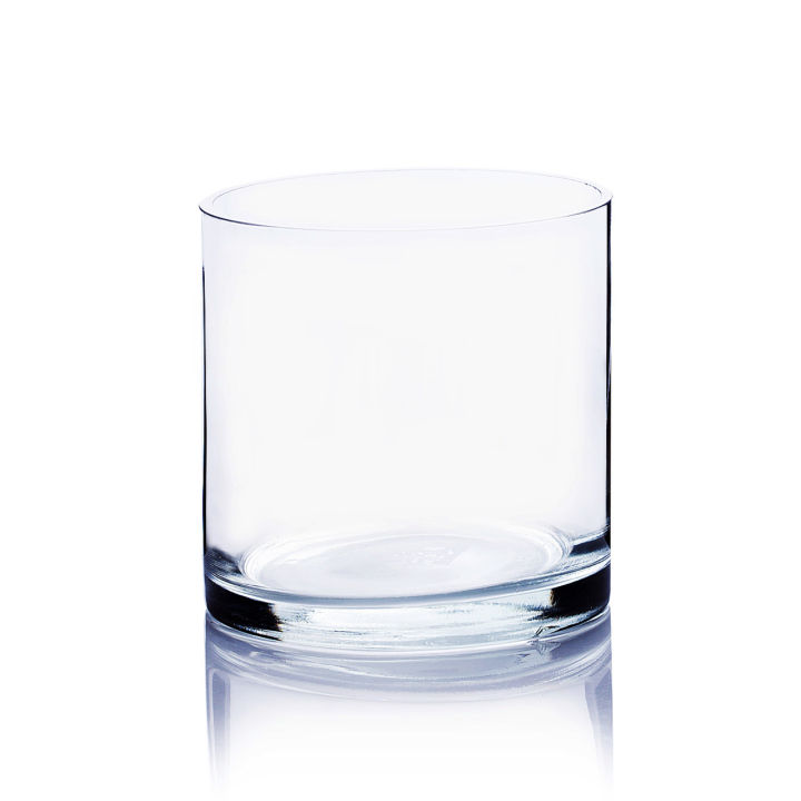 Techmanistan Clear Glass Vase, Round Glass Vase Bowl, Clear Glass Cylinder Vase, Round Vase for Floating Candles, Small Floral Glass Vase for Home Decor, Wedding Centerpiece (1 Piece)
