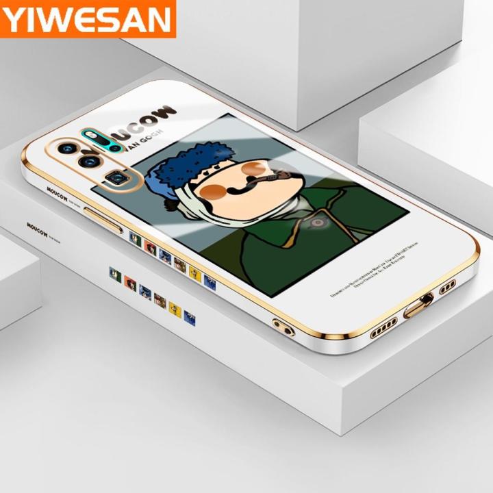 YIWESAN For Huawei P30 Pro Case Cartoon Van Gogh Moucow Luxury Plating Phone Case Pattern Silicone Cassing Full Cover Camera Protect Cases Shockproof Softcase