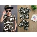 T Shirt And Shorts For Kids, Baby Boy Round Neck Short Sleeves Tee Tops Cloths Sets Dresses Outfit Commando And Camouflage Design. 