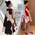 Maternity dress korean version plus size women's dress summer loose fat mm sleeveless midi length. 