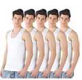 Famer® Knitwear White Fine Rib Vest For Men. 