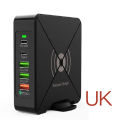 PD 45W Type C Wireless Charger Charging Station Hub Phone Desktop Smart 5 Port USB Wall Charger. 
