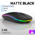Ultra Slim Dual Mode 5.1 Bluetooth mouse Rechargeable Battery Gaming RGB USB Wireless Optical Mouse With Silent Clicks Black 2.4G Backlit Mice - Plug and Play. 