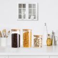 AKHPAL 6 Pack Glass Storage Jars with Airtight Bamboo Lids, 1400ML and 800ML Glass Kitchen Canisters , Clear Food Storage Jar Storage Containers for Coffee Bean, Candy, Sugar, Flour, Pasta, Nuts. 