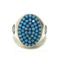 ITALIAN CHANDI RING WITH ORIGINAL FEROZA STONES. 