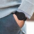 Full 12 Analog Clock Face Black Leather Strip Watch For Man Boys. 