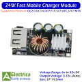 DC 6V–32V to 5V 24W 1/2/4-Channel USB Fast Charger Module QC2.0 / QC3.0, DC-DC Step-Down Converter (XFW-KC24) by Electrica. 