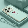 realme Note 50 note50 2024 Stylish Love Heart Rubber Phone Cover Glossy Electric Plating Case Lanyard Casing. 