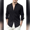 Xeesh Collection Black Ban Collar Shirt For Men EC-01. 