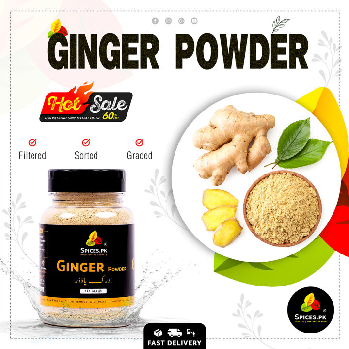 Premium Organic Ginger Powder (Sonth) - 170g Pure & Natural Dried Adrak Powder for Tea, Cooking & Weight Loss