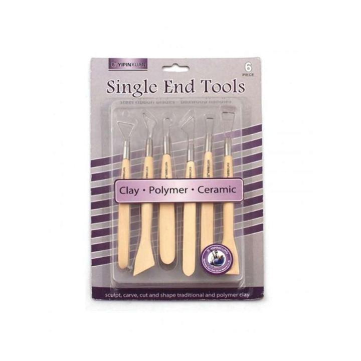 Single End Clay Wooden Tools 6-Pcs Set