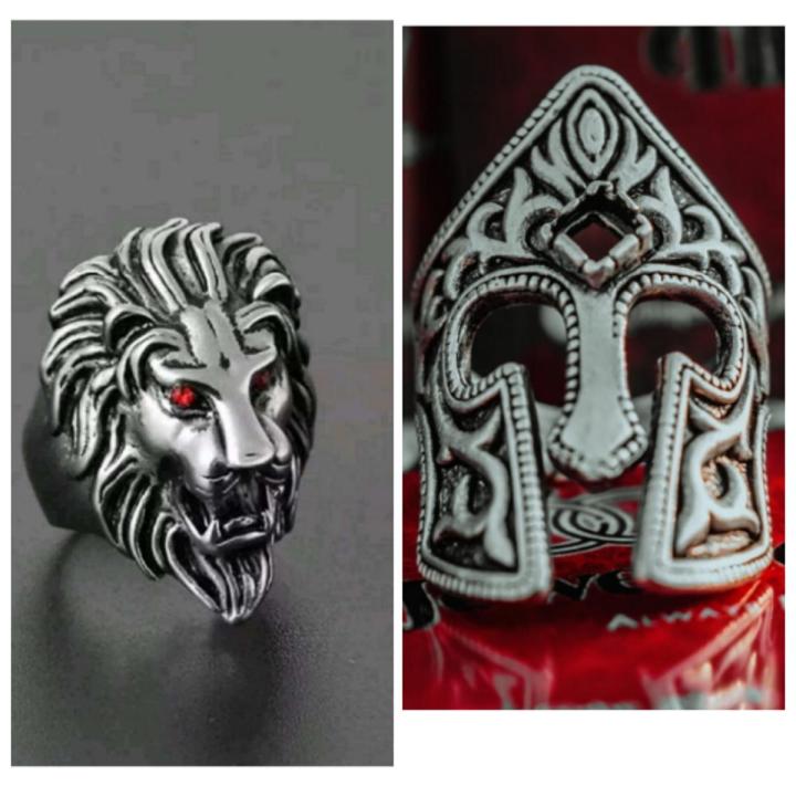 Pack of 2 Men's Kayi Obasi Flag Ottoman Empire Ring Cool Stainless Steel Fashion Square Gold Rings Jewelry For Men