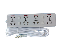 Universal Electrical Power Extension Board Heavy Duty 4 switch socket sets with On/Off Buttons and Indicators,  3000W Capacity, High Quality Master Male Plug, Extension board with 4 Multi Socket sets with button and 5 Meters 15ft Heavy Duty Copper Wire. 