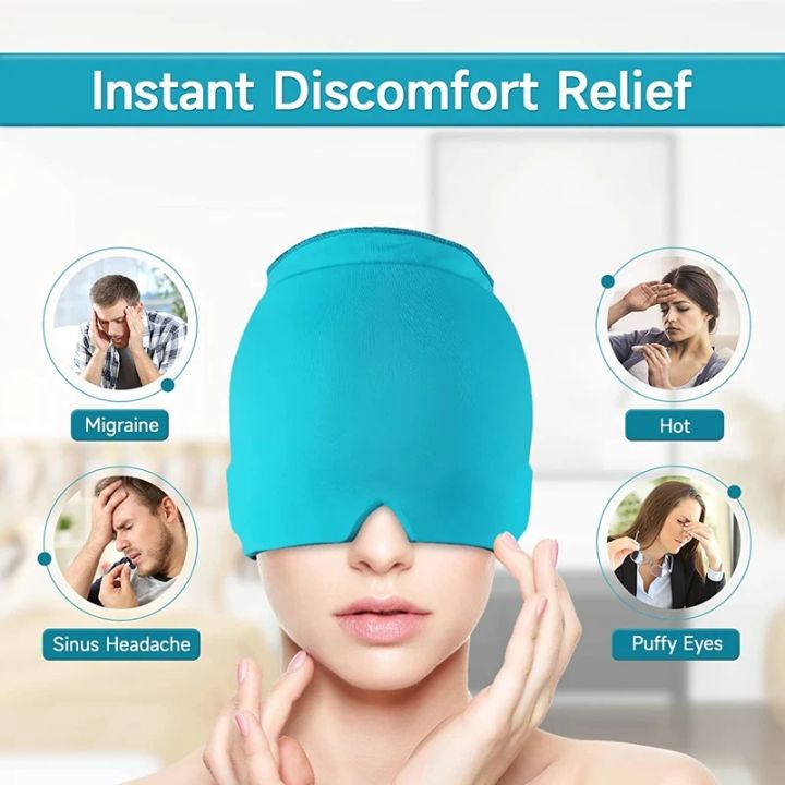 Migraine Relief Hat headache hat Gel Hot Cold Therapy lce Cap For Relieve Pain lce Hat Eye Mask Stress Pressure Pain Relief