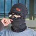 2023 New Winter Knit Cap Men And Women Outdoor Warm Thickening Plus Velvet Loose Winter Hat With Scarf Brand Winter Ski Mask Hat. 