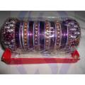Very Attractive Silver Magenta Colour Bangles Set. 