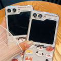Cartoon Emoji Dog for Samsung zflip3/4/5 Phone case ZFOLD2/3/4/5 Transparent All-Inclusive Hard Shell. 