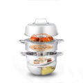 Stainless Steel Three Layers Steamer Pot With Glass Lid, Multi-Functional Soup Sauce Steamer Pots Cookware (28 cm 30cm ), 3 Tier Steamer Pot. 