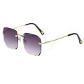 Pc Frameless Cut Edge Sunglasses Trimming Metal Tac Square Sunglasses Round Face Sunglasses for Round Face No Make Female Appear Thin Take Care Of Your Eyes. 