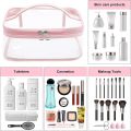 Multi Purpose Clear Makeup Portable PVC Plastic Transparent Cosmetic Bag Organizer Storage Jewellery Vanity Box Makeup Kit Toiletry Bag with Handle Zipper Waterproof Travel Storage Pouch. 