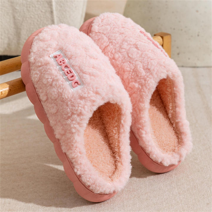 Women Slippers Winter Warm Slippers Indoor Floor Slides Plush High Heels Slippers Cotton Shoes