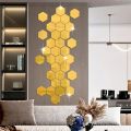 Hexagon Acrylic Mirror Wall Sticker Acrylic Adhesive Gold Silver Mosaic Tiles Removable DIY Bedroom Bathroom Home Decor Sticker. 