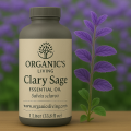 Organic's Living® - Clary Sage Essential Oil | 100% Pure & Natural | For Skincare, Haircare, Stress Relief, Hormonal Balance, Aromatherapy, Diffusers, Humidifiers, Candle & Soap Making | Double Lid & Dropper Bottle. 