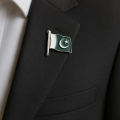 Pack Of 02  - 14 August Metal Badge – Elegant Pakistan Flag Badge for National Day, School & Office Wear. 