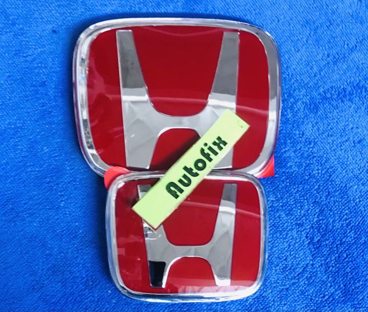 Honda Civic 2004-05 Acrylic Type R Front n Back LOGOS Red n Silver 02 PCS
